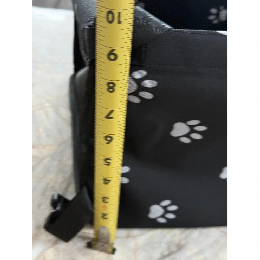 Black Paw Print Pet Car Booster Seat Small Dog Cat Travel Carrier Mesh Sides